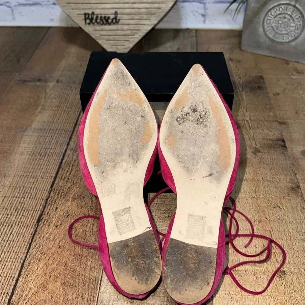 J. Crew Suede Lace-Up Pointed Toe Flats